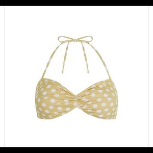 Yellow polka dot bandeau bikini top